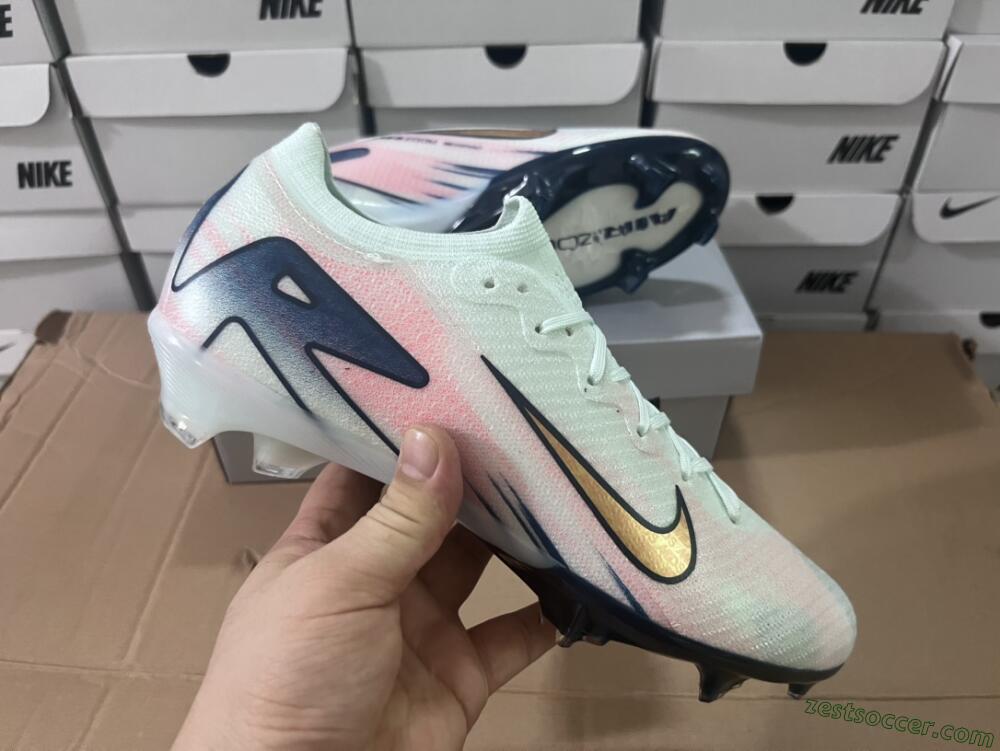 Nike Air Zoom Mercurial Vapor 16 Elite FG Low-Tops Soccer Cleats - White/Pink/Blue