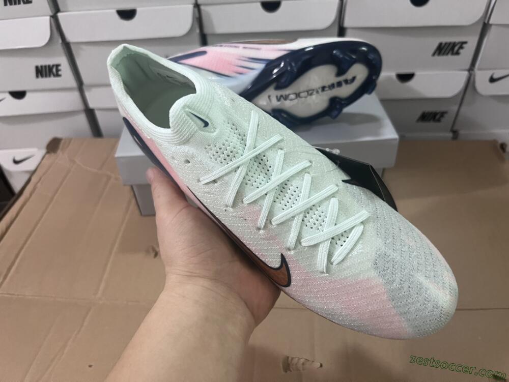 Nike Air Zoom Mercurial Vapor 16 Elite FG Low-Tops Soccer Cleats - White/Pink/Blue