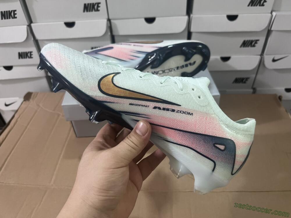 Nike Air Zoom Mercurial Vapor 16 Elite FG Low-Tops Soccer Cleats - White/Pink/Blue