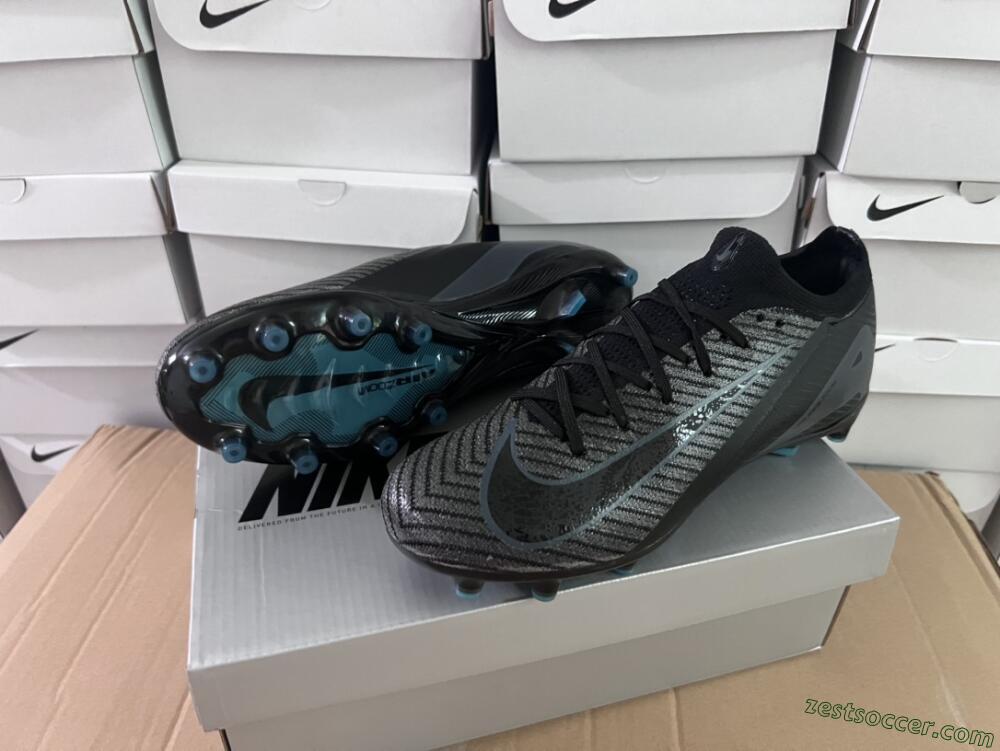 Nike Air Zoom Mercurial Vapor 16 Elite AG Low-Tops Soccer Cleats - Black/Grey/Blue