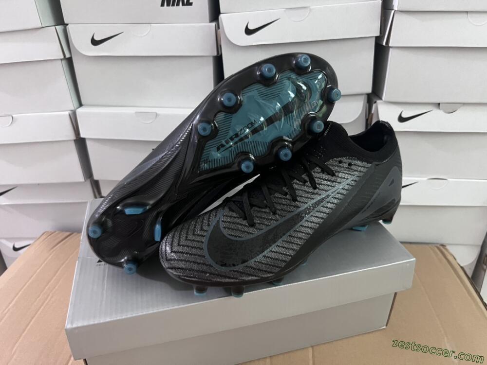 Nike Air Zoom Mercurial Vapor 16 Elite AG Low-Tops Soccer Cleats - Black/Grey/Blue
