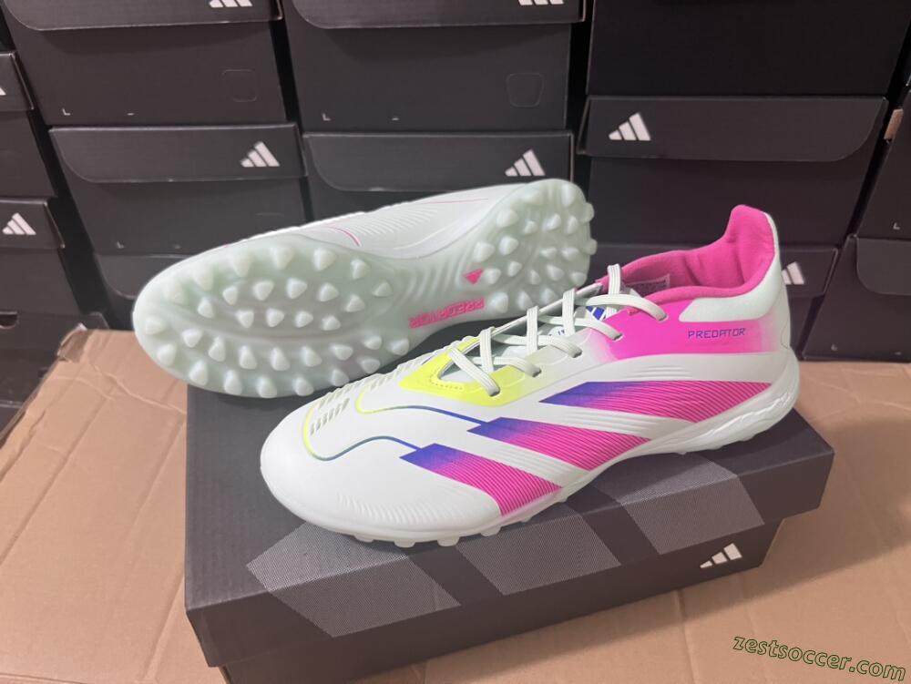 Adidas Predator 24 Elite TF Low-Tops Soccer Shoes - White/Pink/Blue/Yellow