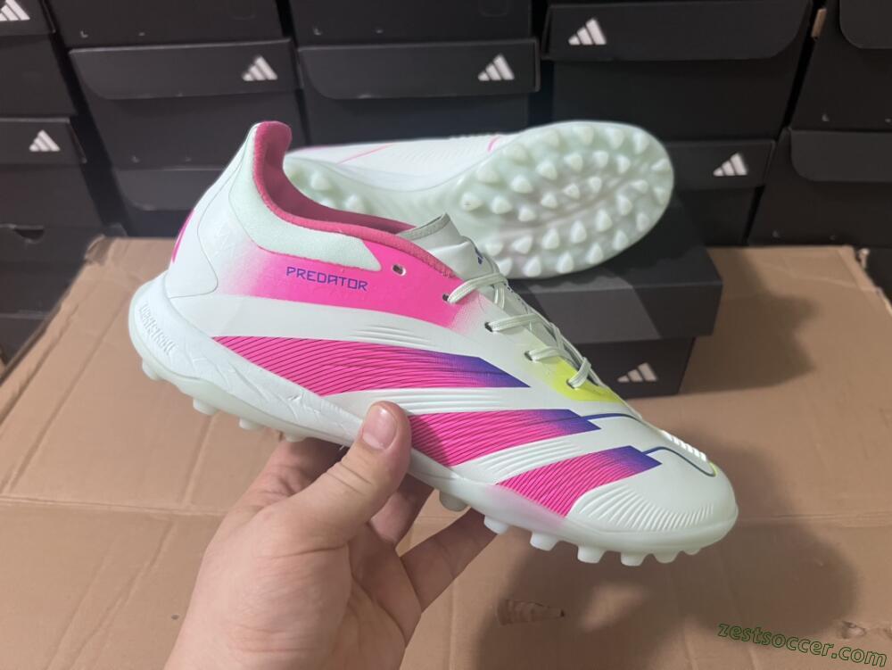 Adidas Predator 24 Elite TF Low-Tops Soccer Shoes - White/Pink/Blue/Yellow