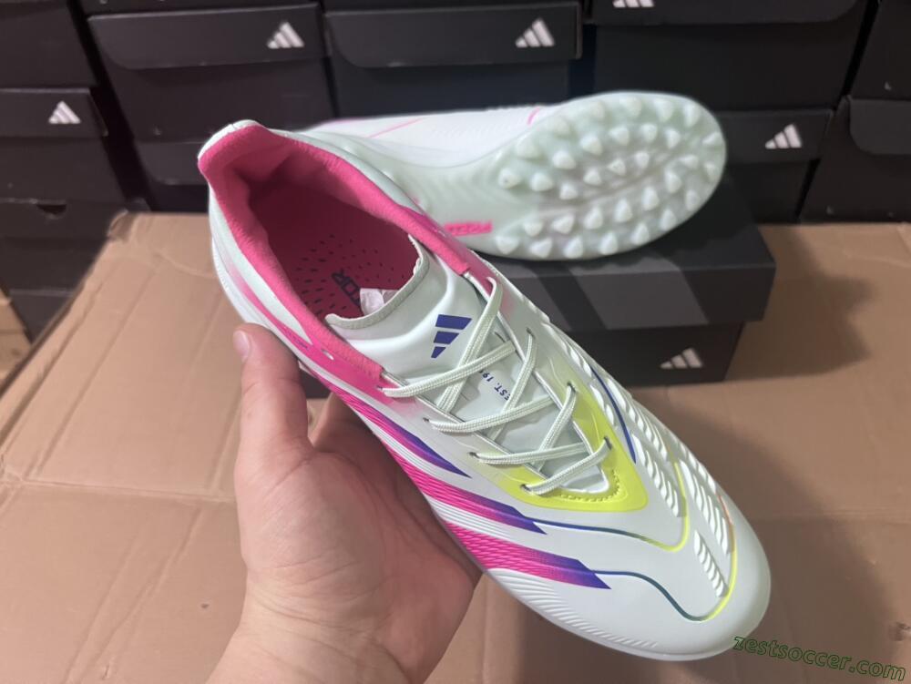 Adidas Predator 24 Elite TF Low-Tops Soccer Shoes - White/Pink/Blue/Yellow