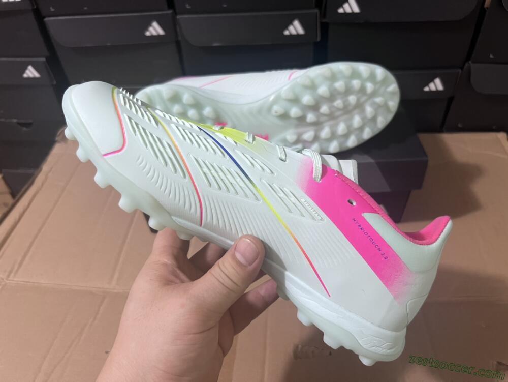 Adidas Predator 24 Elite TF Low-Tops Soccer Shoes - White/Pink/Blue/Yellow