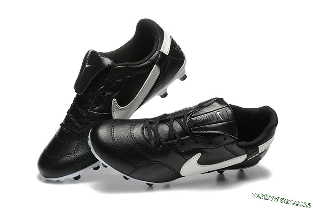 Nike The Premier 3 FG Low-Tops Soccer Cleats - Black/Beige/White 6