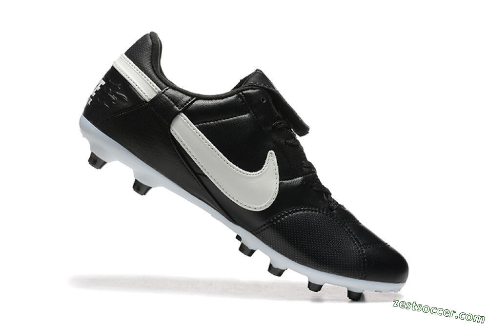 Nike The Premier 3 FG Low-Tops Soccer Cleats - Black/Beige/White 7