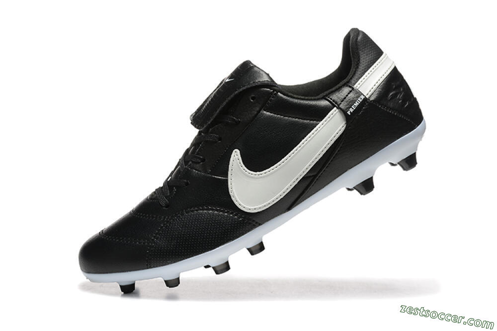 Nike The Premier 3 FG Low-Tops Soccer Cleats - Black/Beige/White 8