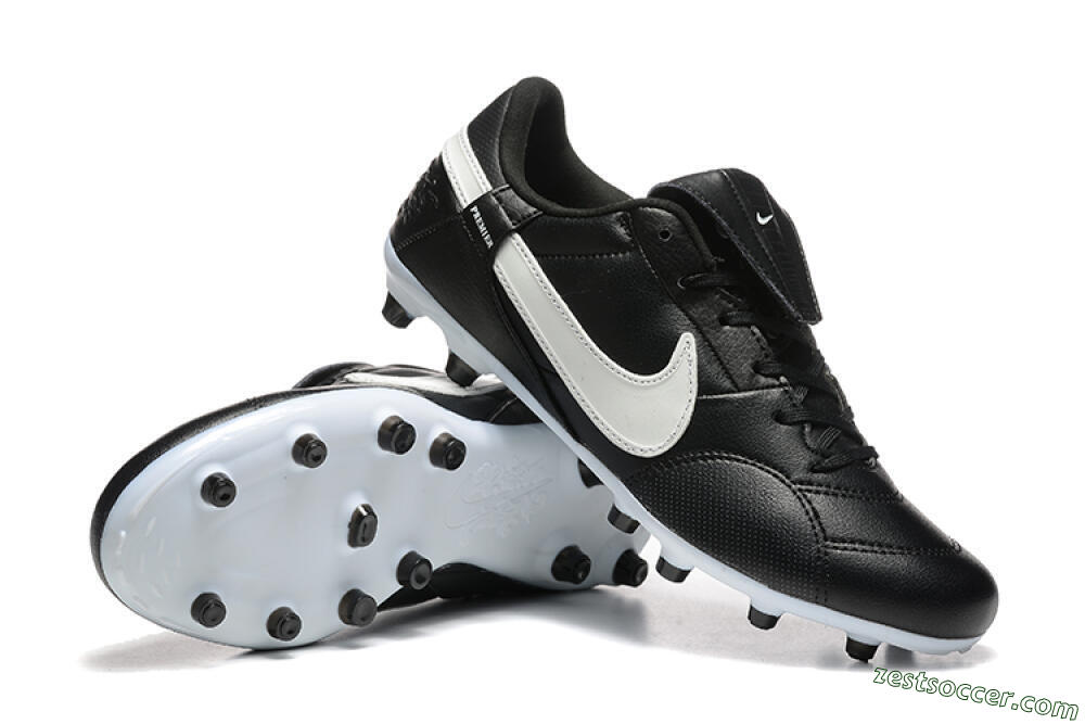 Nike The Premier 3 FG Low-Tops Soccer Cleats - Black/Beige/White 4