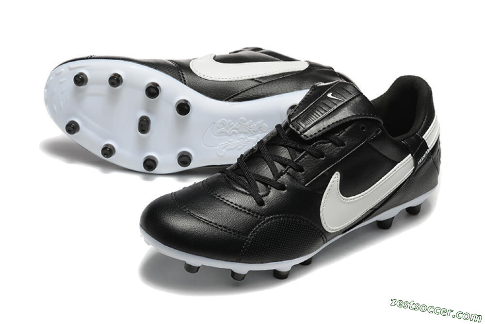Nike The Premier 3 FG Low-Tops Soccer Cleats - Black/Beige/White 3
