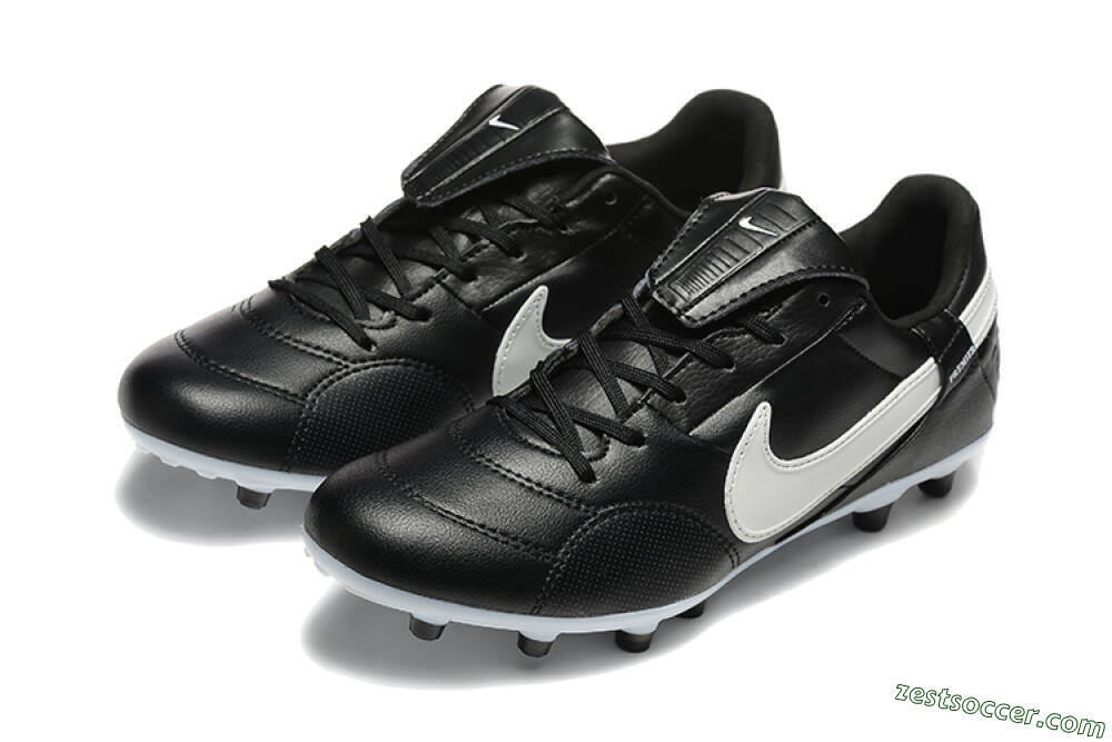 Nike The Premier 3 FG Low-Tops Soccer Cleats - Black/Beige/White 5