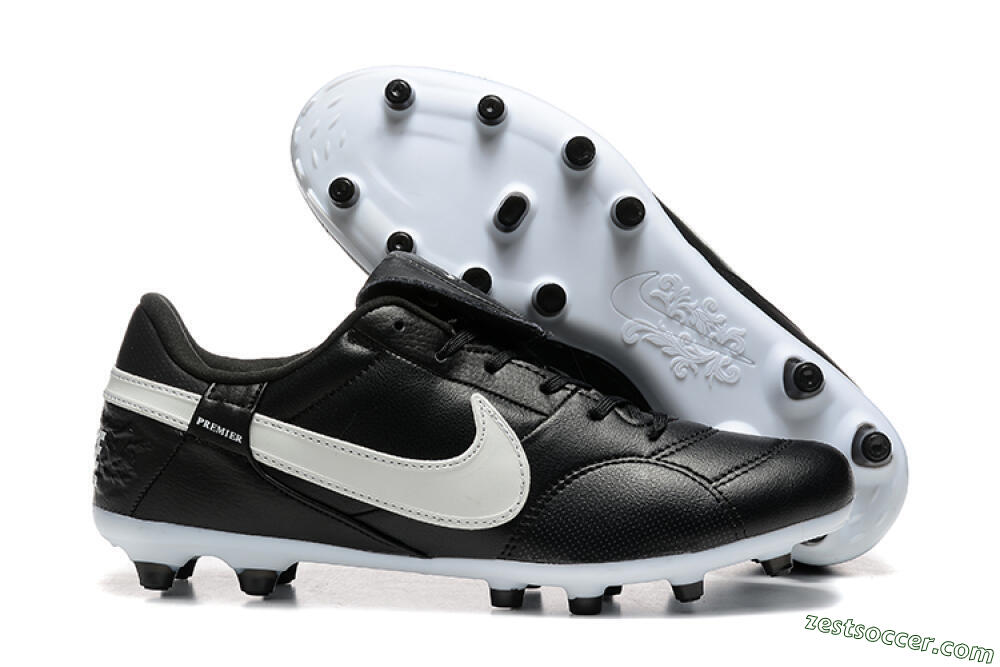 Nike The Premier 3 FG Low-Tops Soccer Cleats - Black/Beige/White 0