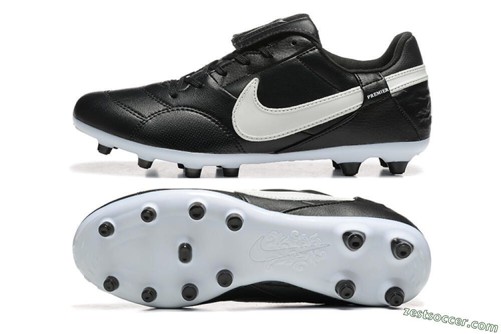 Nike The Premier 3 FG Low-Tops Soccer Cleats - Black/Beige/White 1