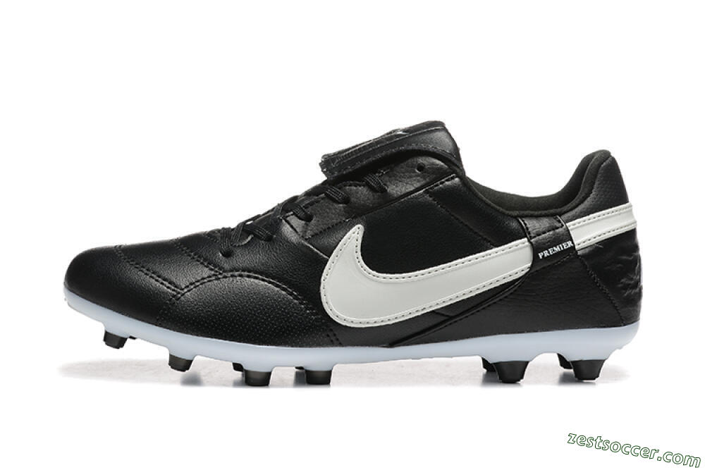 Nike The Premier 3 FG Low-Tops Soccer Cleats - Black/Beige/White 2