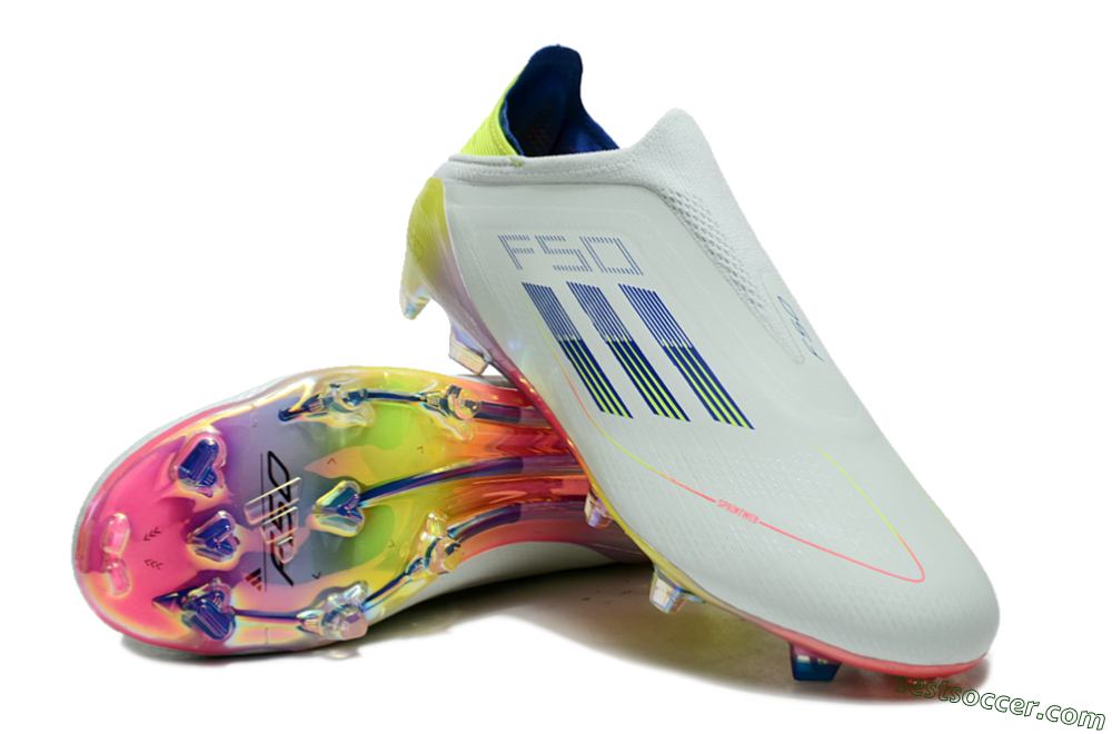 Adidas F50 Elite Laceless FG Low-Tops Soccer Cleats - Jade/Blue/Yellow 3