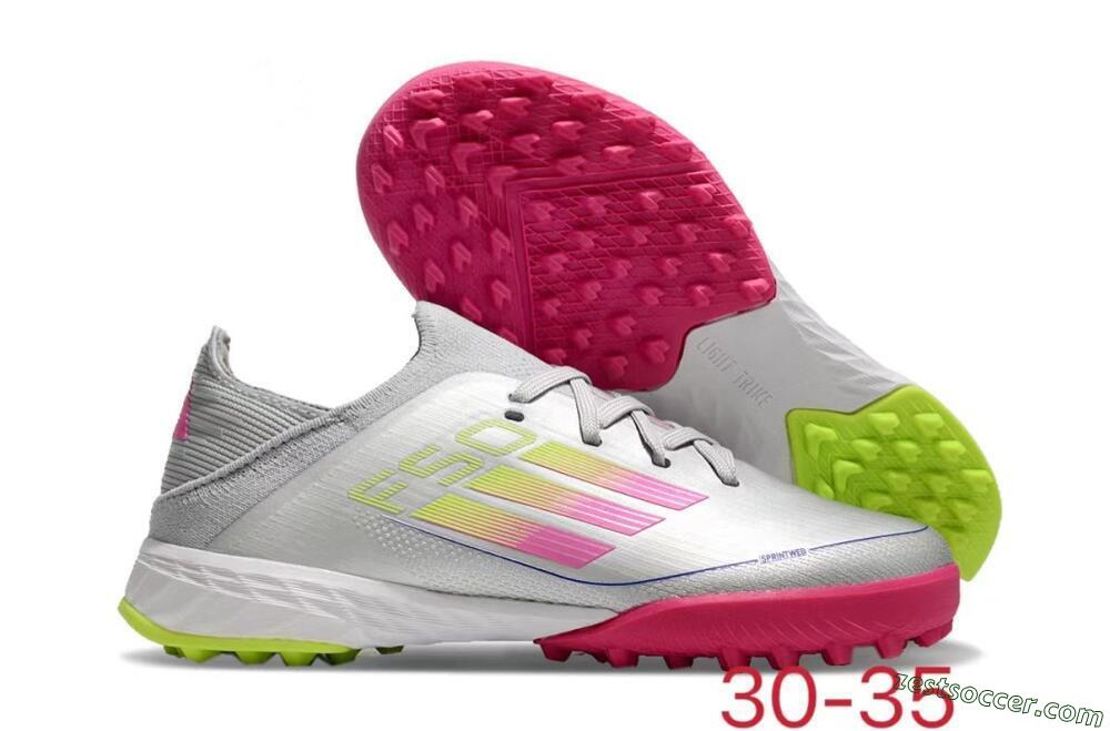 Adidas F50 Elite TF Low-Tops Soccer Shoes - Silver/Pink/Yellow 0