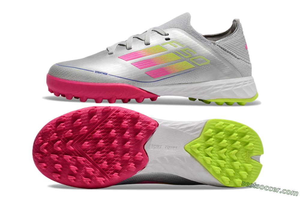 Adidas F50 Elite TF Low-Tops Soccer Shoes - Silver/Pink/Yellow 1
