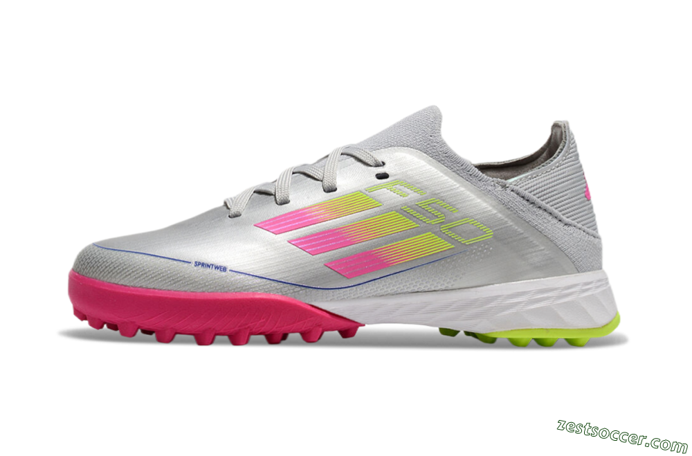 Adidas F50 Elite TF Low-Tops Soccer Shoes - Silver/Pink/Yellow 2