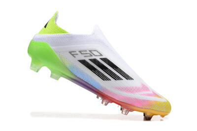 Adidas F50 Elite Laceless FG Low-Tops Soccer Cleats - White/Gold/Pink/Blue/Yellow