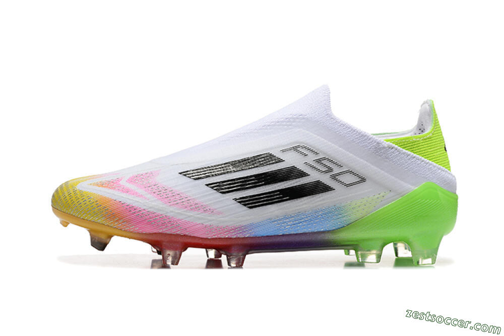 Adidas F50 Elite Laceless FG Low-Tops Soccer Cleats - White/Gold/Pink/Blue/Yellow 2
