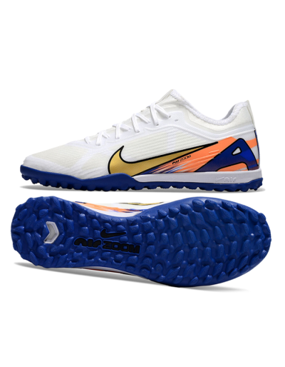 Nike Air Zoom Mercurial Vapor 16 Elite TF Low-Tops Soccer Shoes - White/Gold/Orange/Blue