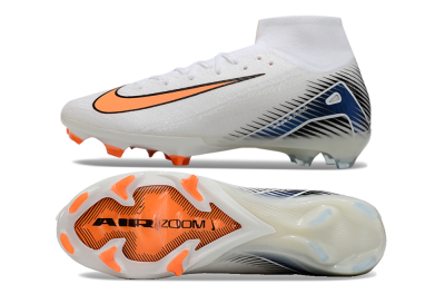 Nike Air Zoom Mercurial Superfly 10 Elite FG High-Tops Soccer Cleats - White/Orange/Blue