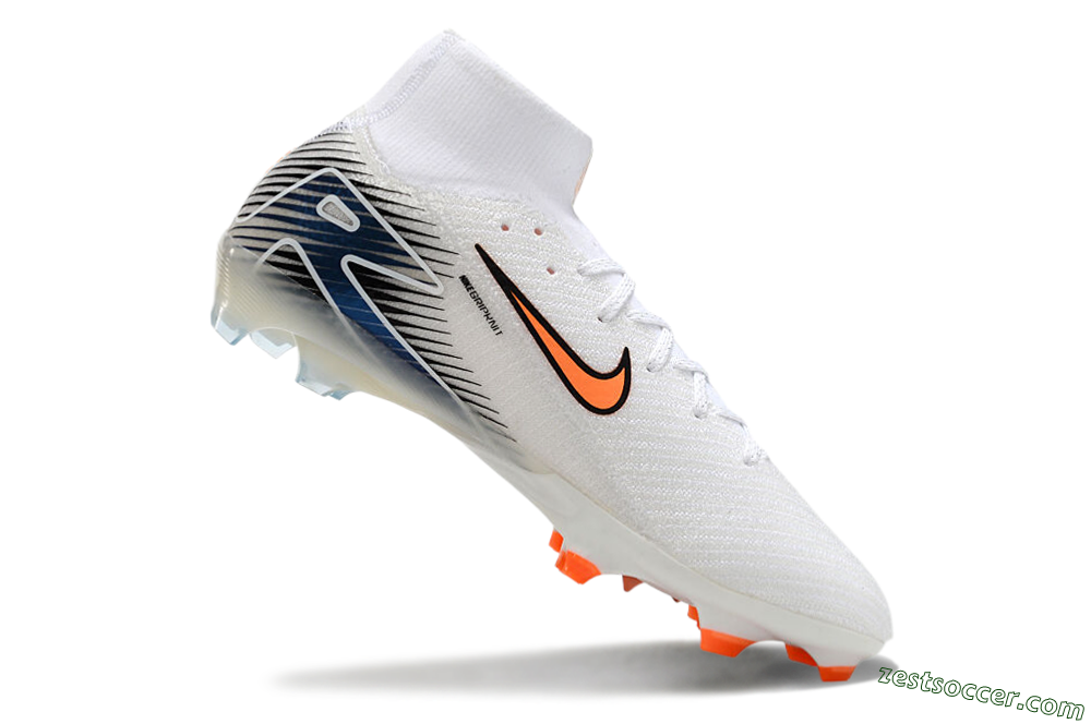 Nike Air Zoom Mercurial Superfly 10 Elite FG High-Tops Soccer Cleats - White/Orange/Blue 4
