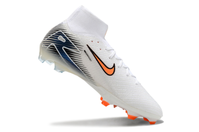 Nike Air Zoom Mercurial Superfly 10 Elite FG High-Tops Soccer Cleats - White/Orange/Blue