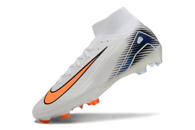 Nike Air Zoom Mercurial Superfly 10 Elite FG High-Tops Soccer Cleats - White/Orange/Blue