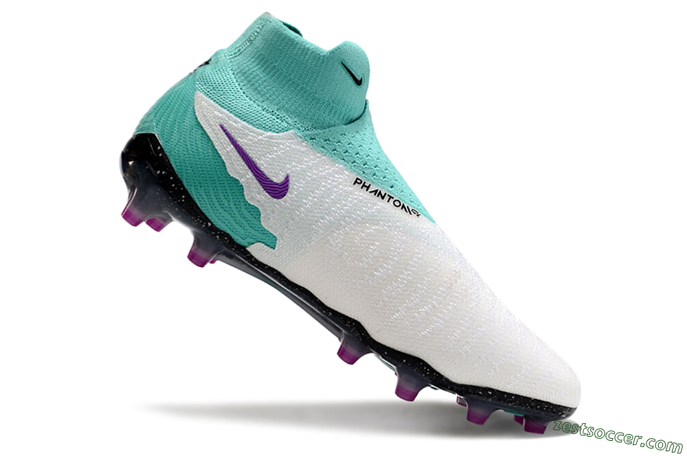 Nike Phantom GX Elite AG High-Tops Soccer Cleats - White/Black/Jade/Purple 5