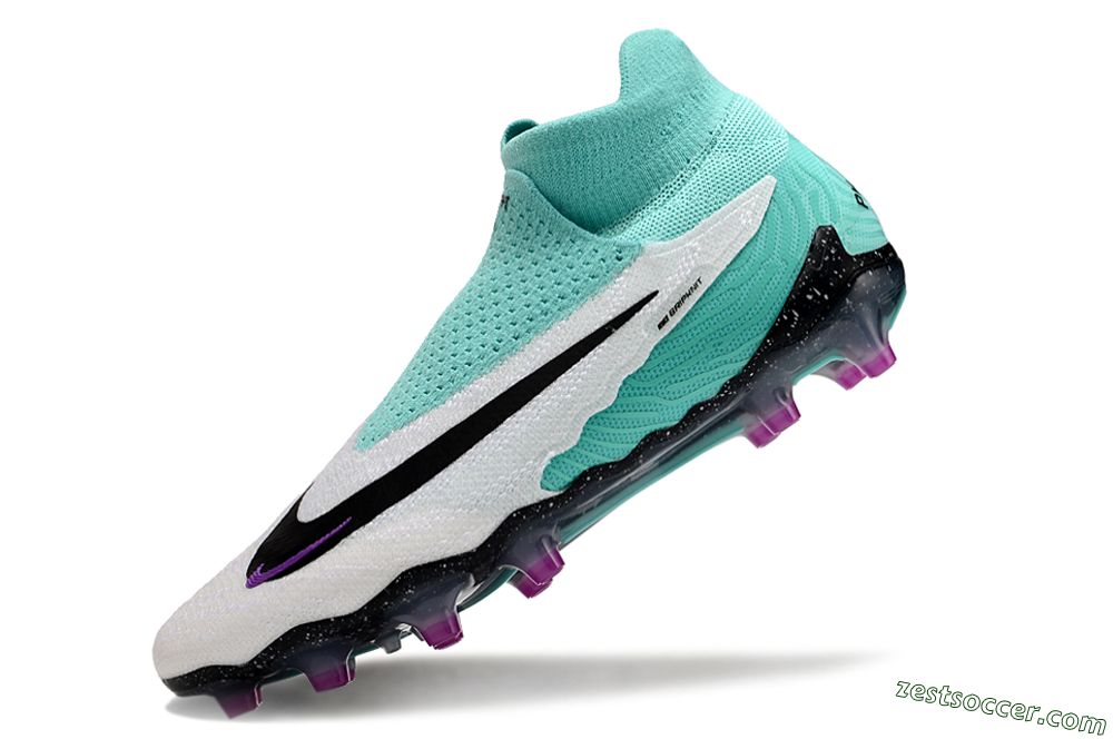 Nike Phantom GX Elite AG High-Tops Soccer Cleats - White/Black/Jade/Purple 6