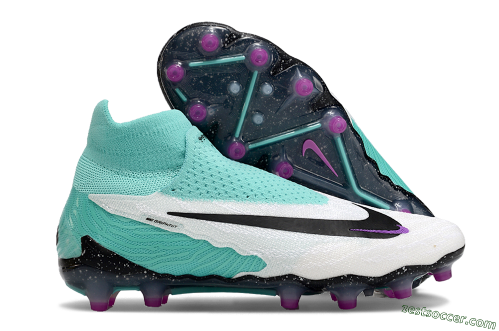 Nike Phantom GX Elite AG High-Tops Soccer Cleats - White/Black/Jade/Purple 0