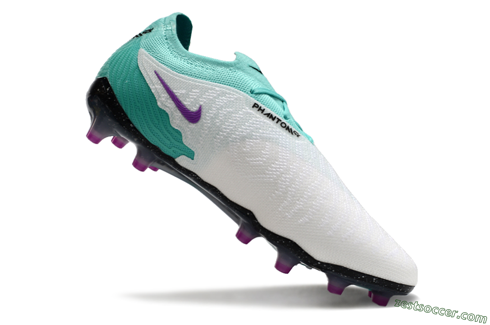 Nike Phantom GX Elite AG Low-Tops Soccer Cleats - White/Black/Jade/Purple 5
