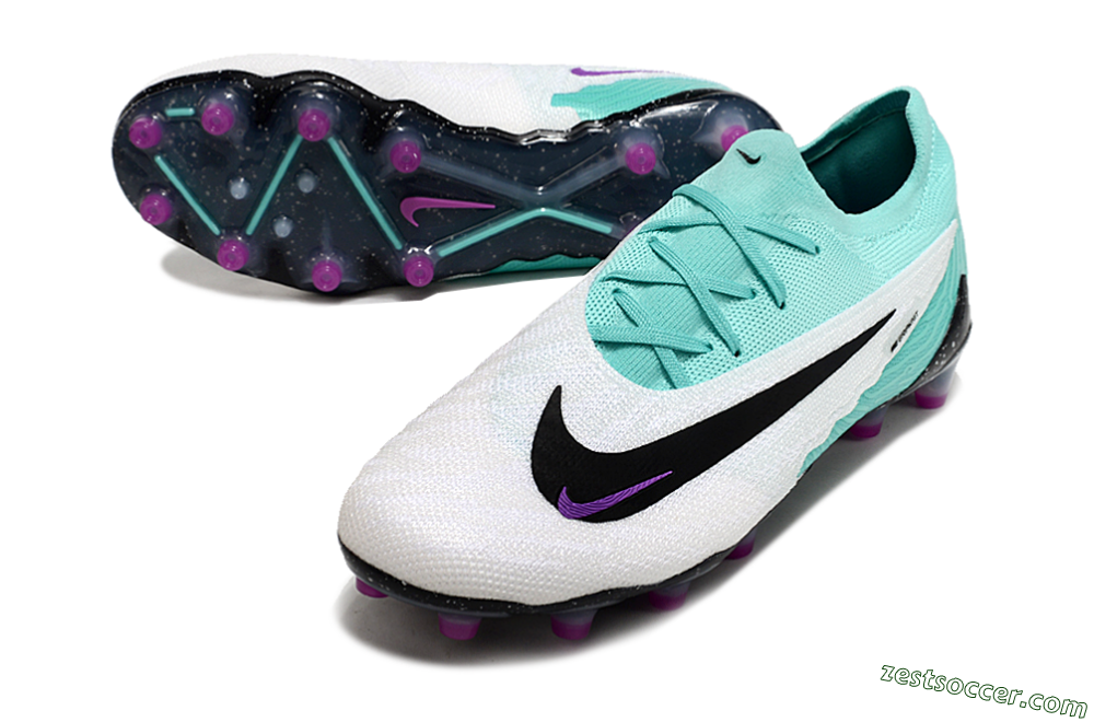 Nike Phantom GX Elite AG Low-Tops Soccer Cleats - White/Black/Jade/Purple 3