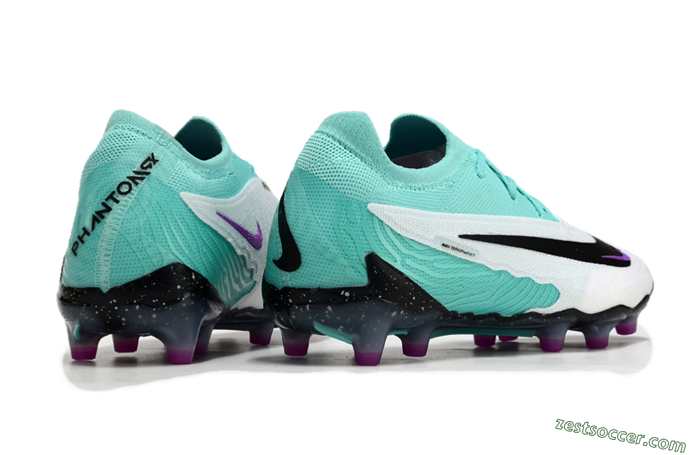 Nike Phantom GX Elite AG Low-Tops Soccer Cleats - White/Black/Jade/Purple 7