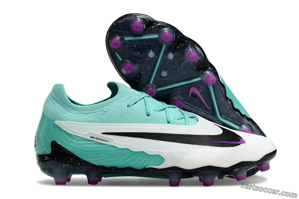 Nike Phantom GX Elite AG Low-Tops Soccer Cleats - White/Black/Jade/Purple 0