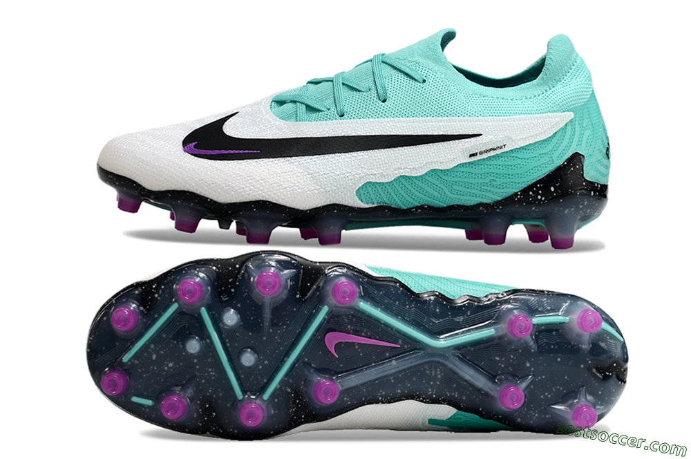 Nike Phantom GX Elite AG Low-Tops Soccer Cleats - White/Black/Jade/Purple 1