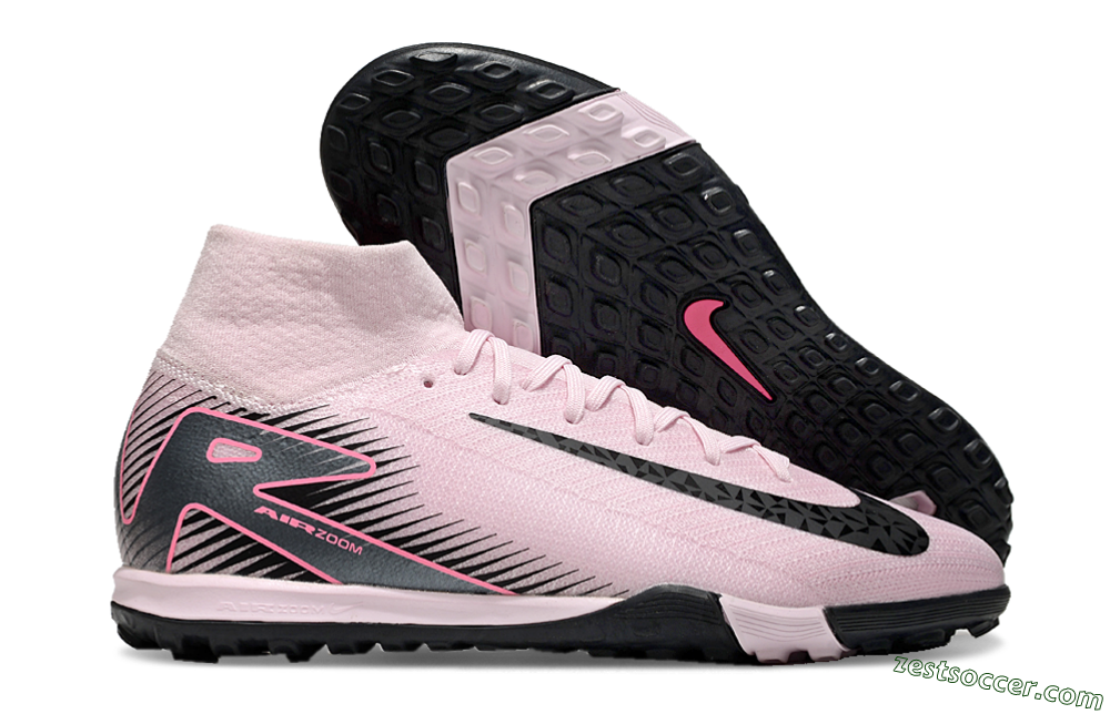 Nike Air Zoom Mercurial Superfly 10 Elite TF High-Tops Soccer Shoes - Pink/Black 0