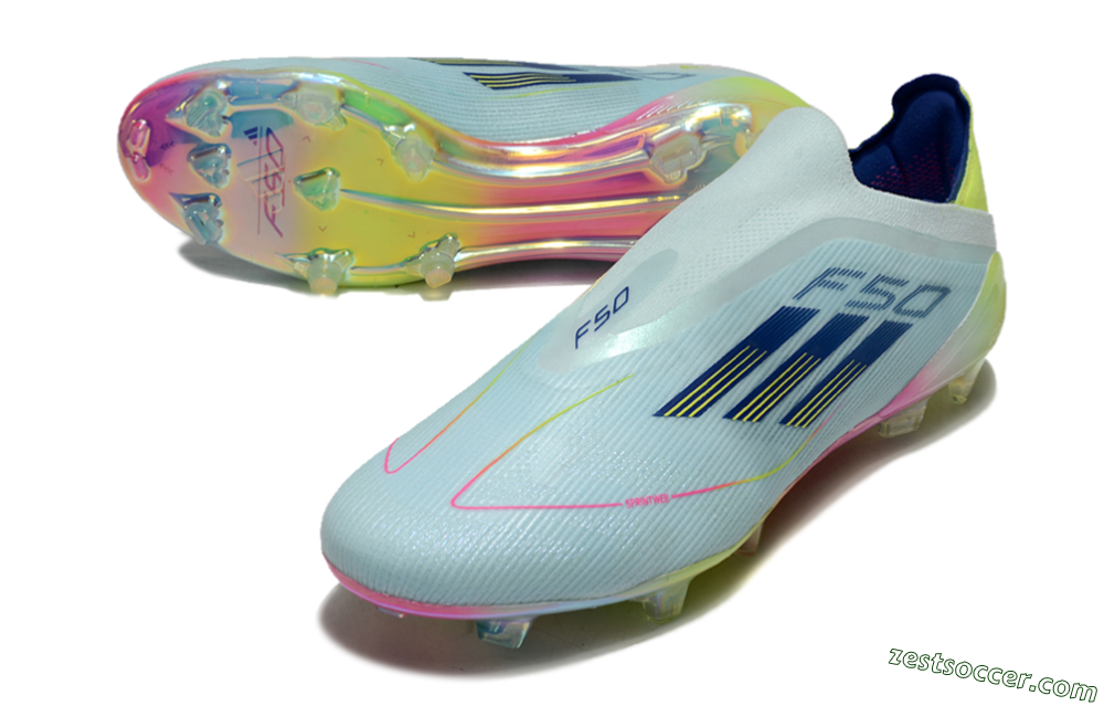Adidas F50 Elite Laceless FG Low-Tops Soccer Cleats - Jade/Blue/Yellow 3