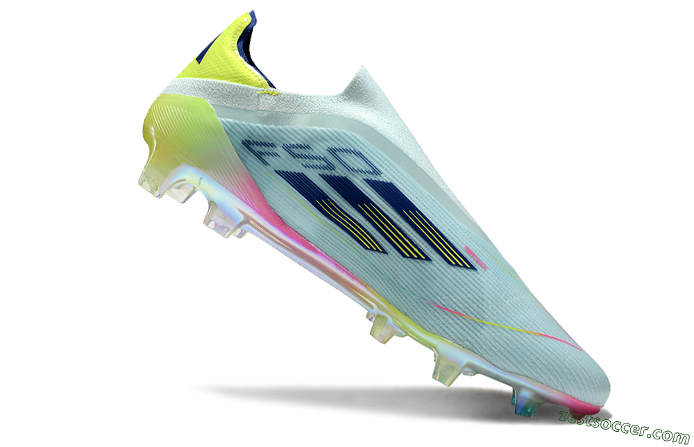 Adidas F50 Elite Laceless FG Low-Tops Soccer Cleats - Jade/Blue/Yellow 4