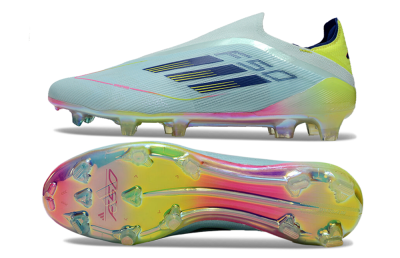 Adidas F50 Elite Laceless FG Low-Tops Soccer Cleats - Jade/Blue/Yellow