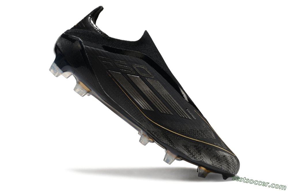 Adidas F50 Elite Laceless FG Low-Tops Soccer Cleats - Black/Silver/Gold 4