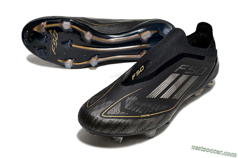 Adidas F50 Elite Laceless FG Low-Tops Soccer Cleats - Black/Silver/Gold 3