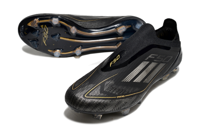 Adidas F50 Elite Laceless FG Low-Tops Soccer Cleats - Black/Silver/Gold