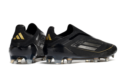 Adidas F50 Elite Laceless FG Low-Tops Soccer Cleats - Black/Silver/Gold