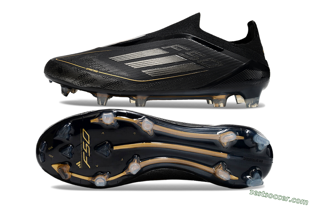 Adidas F50 Elite Laceless FG Low-Tops Soccer Cleats - Black/Silver/Gold 1