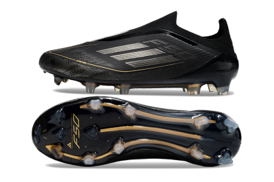 Adidas F50 Elite Laceless FG Low-Tops Soccer Cleats - Black/Silver/Gold