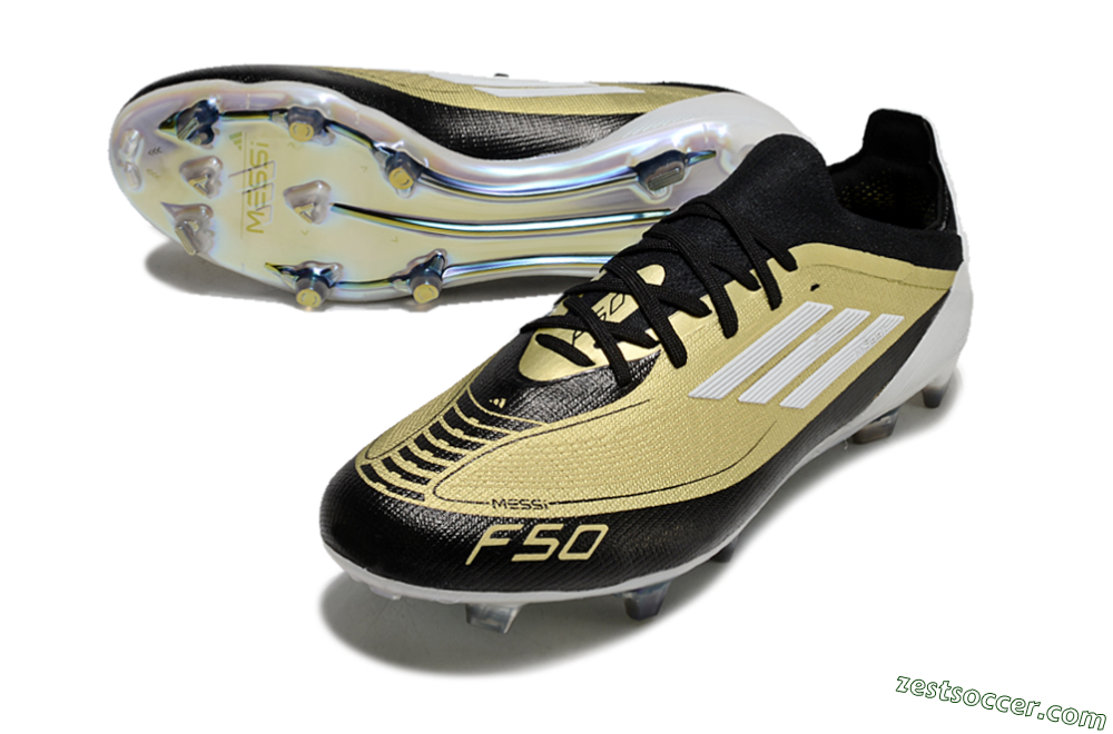 Adidas F50 Elite FG Low-Tops Soccer Cleats - Gold/Black/White 3