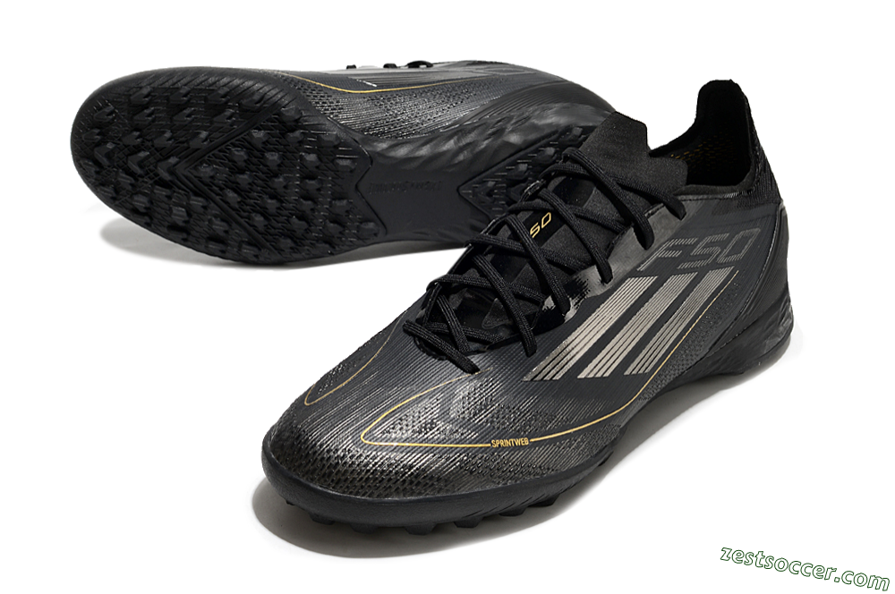 Adidas F50 Pro TF Low-Tops Soccer Shoes - Black/Silver/Gold 3