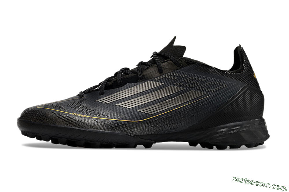 Adidas F50 Pro TF Low-Tops Soccer Shoes - Black/Silver/Gold 2
